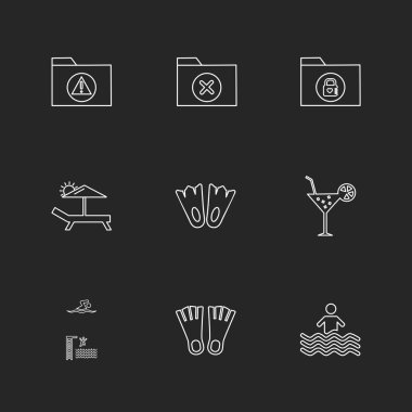 farklı minimalist düz vektör app simgeler siyah arka plan üzerine