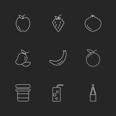 farklı minimalist düz vektör app simgeler siyah arka plan üzerine