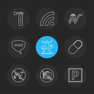 farklı minimalist düz vektör app simgeler siyah arka plan üzerine