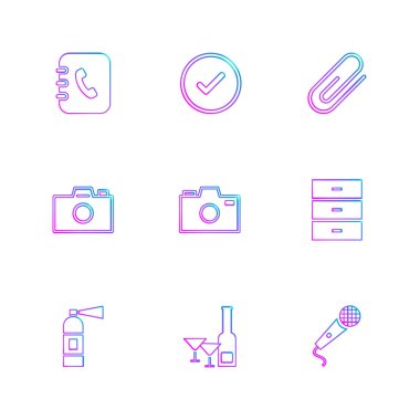 beyaz zemin üzerine minimalist düz vektör app simge kümesi