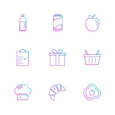 beyaz zemin üzerine minimalist düz vektör app simge kümesi
