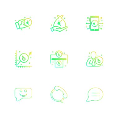 beyaz zemin üzerine minimalist düz vektör app simge kümesi