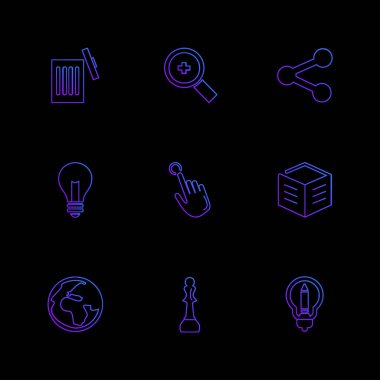 farklı minimalist düz vektör app simgeler siyah arka plan üzerine