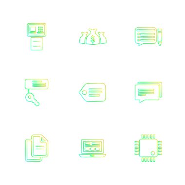 beyaz zemin üzerine minimalist düz vektör app simge kümesi