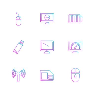 beyaz zemin üzerine minimalist düz vektör app simge kümesi