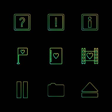 farklı minimalist düz vektör app simgeler siyah arka plan üzerine