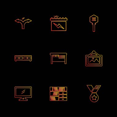 farklı minimalist düz vektör app simgeler siyah arka plan üzerine