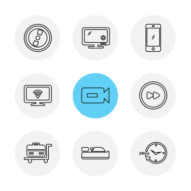 beyaz zemin üzerine minimalist düz vektör app simge kümesi