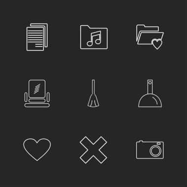 farklı minimalist düz vektör app simgeler siyah arka plan üzerine