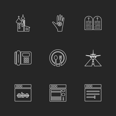 farklı minimalist düz vektör app simgeler siyah arka plan üzerine