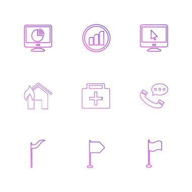 minimalist düz vektör app simgeleri beyaz arka plan üzerinde