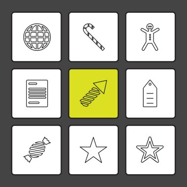 siyah arka plan üzerine minimalist düz vektör app simge kümesi