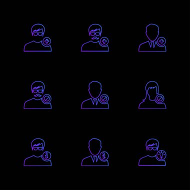 siyah arka plan üzerine minimalist düz vektör app simge kümesi