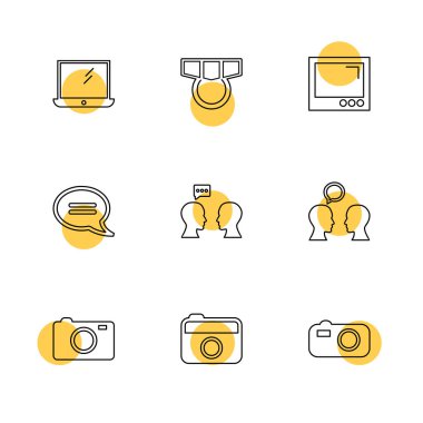 beyaz zemin üzerine minimalist düz vektör app simge kümesi