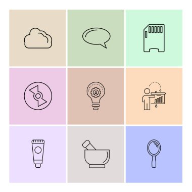 beyaz zemin üzerine minimalist düz vektör app simge kümesi