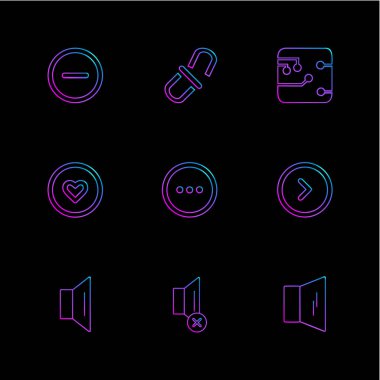 siyah arka plan üzerine minimalist düz vektör app simge kümesi