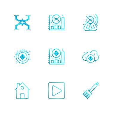 minimalist düz vektör app simgeleri beyaz arka plan üzerinde
