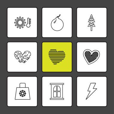 siyah arka plan üzerine minimalist düz vektör app simge kümesi