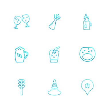 beyaz zemin üzerine minimalist düz vektör app simge kümesi