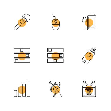 beyaz zemin üzerine minimalist düz vektör app simge kümesi