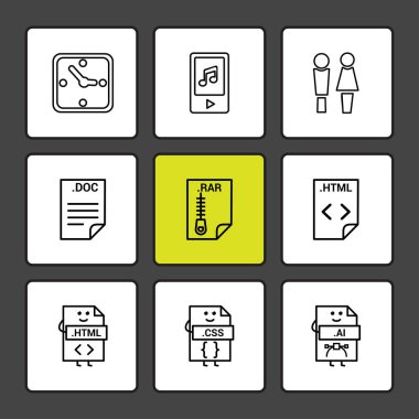 Farklı minimalist düz vektör app simgeleri           