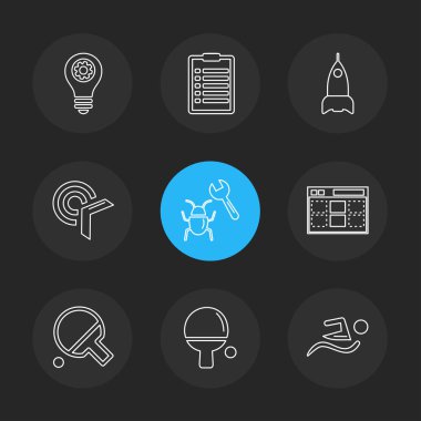 farklı minimalist düz vektör app simgeler siyah arka plan üzerine