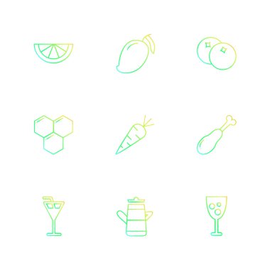 beyaz zemin üzerine minimalist düz vektör app simge kümesi