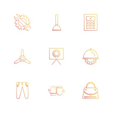 beyaz zemin üzerine minimalist düz vektör app simge kümesi