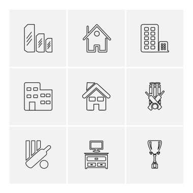 beyaz zemin üzerine minimalist düz vektör app simge kümesi