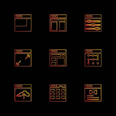 farklı minimalist düz vektör app simgeler siyah arka plan üzerine