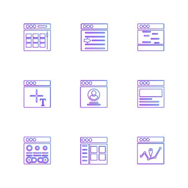minimalist düz vektör app simgeleri beyaz arka plan üzerinde