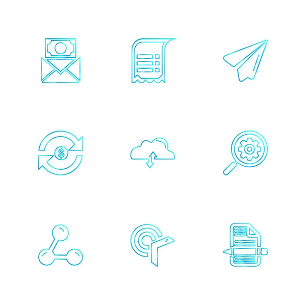 Conjunto Iconos Aplicaciones Vectores Planos Minimalistas Sobre Fondo Blanco — Vector de stock