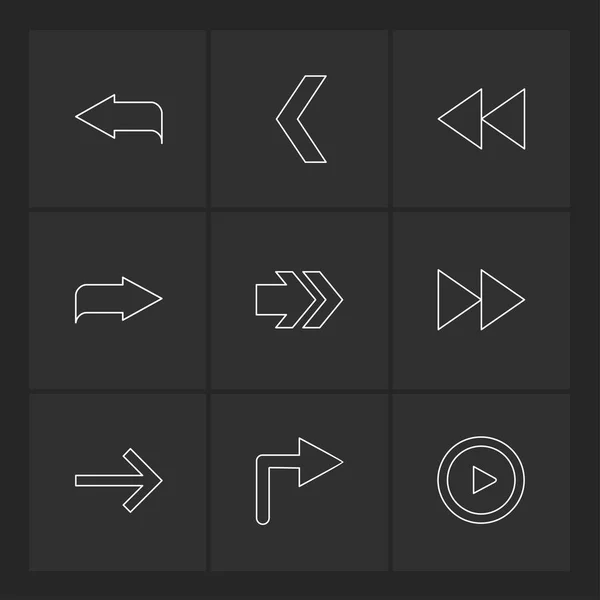 Ensemble Icônes Application Vectorielle Plate Minimaliste Sur Fond Noir — Image vectorielle