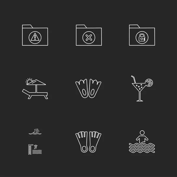 Diferentes Iconos Aplicación Vector Plano Minimalista Sobre Fondo Negro — Vector de stock