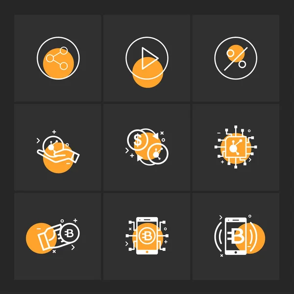 Verschiedene Minimalistische Flache Vektor App Symbole — Stockvektor