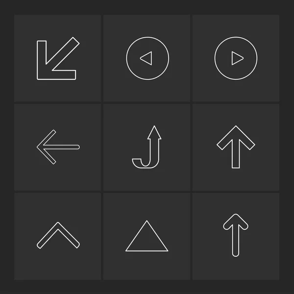 Différentes Icônes Application Vectorielle Plate Minimaliste Sur Fond Noir — Image vectorielle