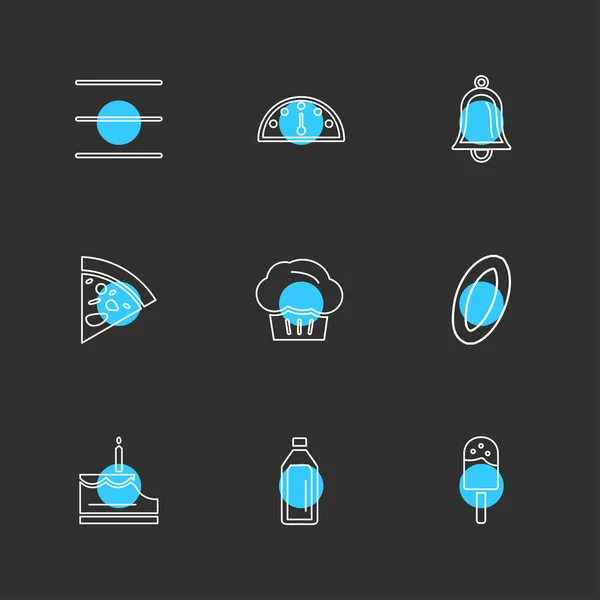 Différentes Icônes Application Vectorielle Plate Minimaliste Sur Fond Noir — Image vectorielle