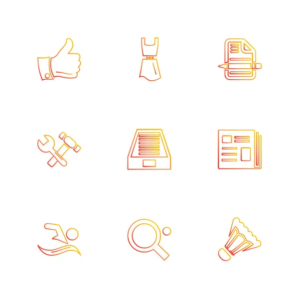 Conjunto Iconos Aplicaciones Vectores Planos Minimalistas Sobre Fondo Blanco — Archivo Imágenes Vectoriales