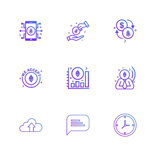 Conjunto Iconos Aplicaciones Vectores Planos Minimalistas Sobre Fondo Blanco — Vector de stock