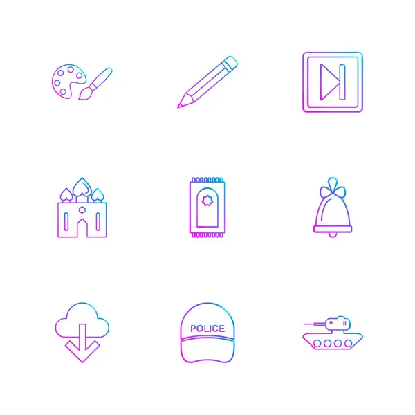 Iconos Ilustración Vectores Planos Conjunto Iconos Aplicaciones — Vector de stock