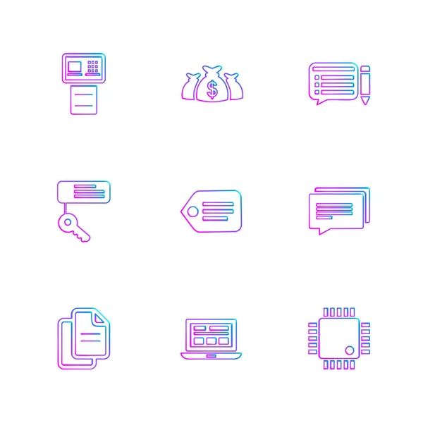 Iconos Aplicación Vector Plano Minimalista Sobre Fondo Blanco — Archivo Imágenes Vectoriales