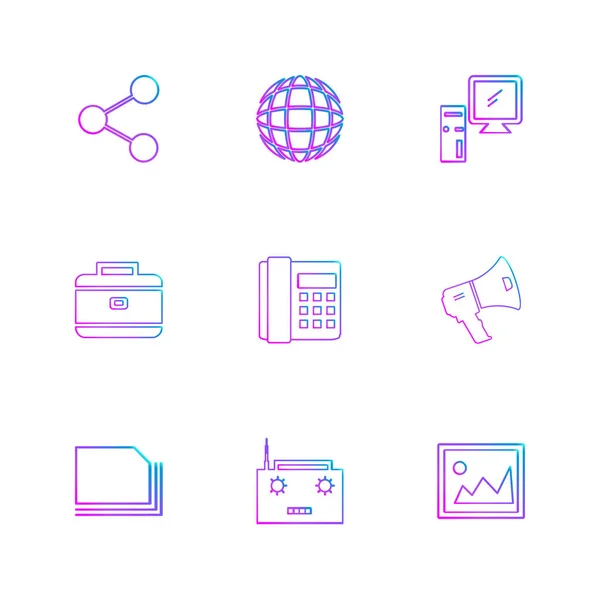 Conjunto Iconos Aplicaciones Vectores Planos Minimalistas Sobre Fondo Blanco — Vector de stock