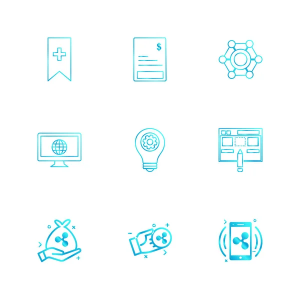 Conjunto Varios Iconos Aplicaciones Tema Ilustraciones Vectores — Vector de stock