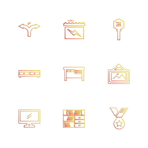 Conjunto Iconos Aplicaciones Vectores Planos Minimalistas Sobre Fondo Blanco — Vector de stock