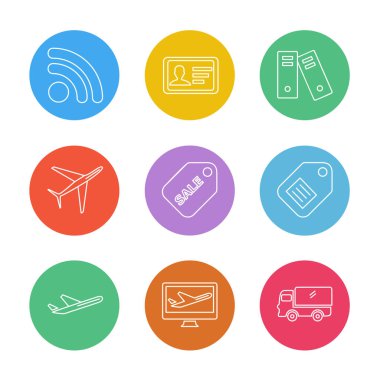 beyaz zemin üzerine minimalist düz vektör app simge kümesi