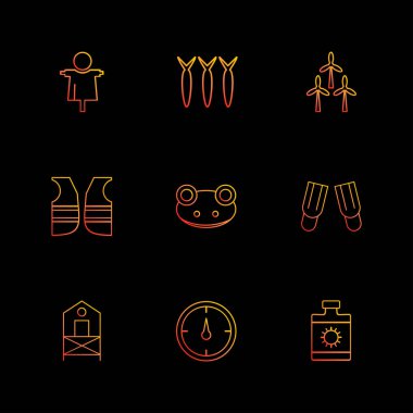 farklı minimalist düz vektör app simgeler siyah arka plan üzerine