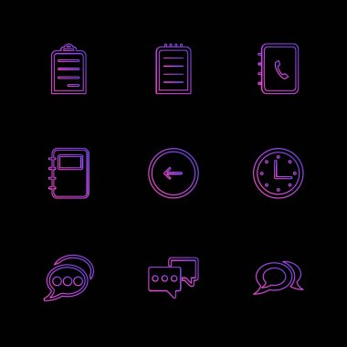 farklı minimalist düz vektör app simgeler siyah arka plan üzerine