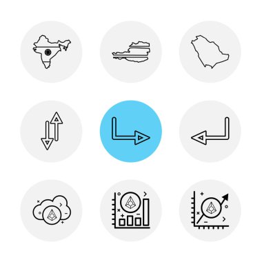 çeşitli tema app simgeler, vektör çizimler set