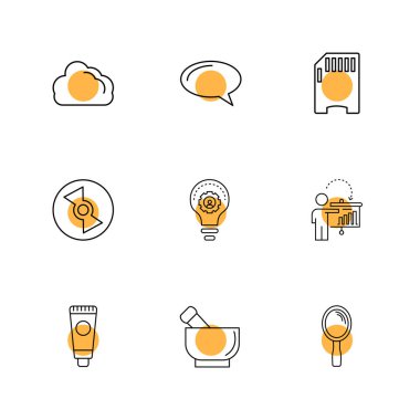 beyaz zemin üzerine minimalist düz vektör app simge kümesi