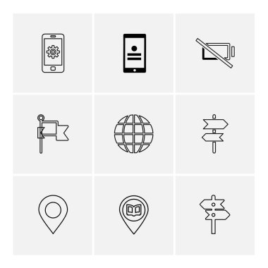 beyaz zemin üzerine minimalist düz vektör app simge kümesi